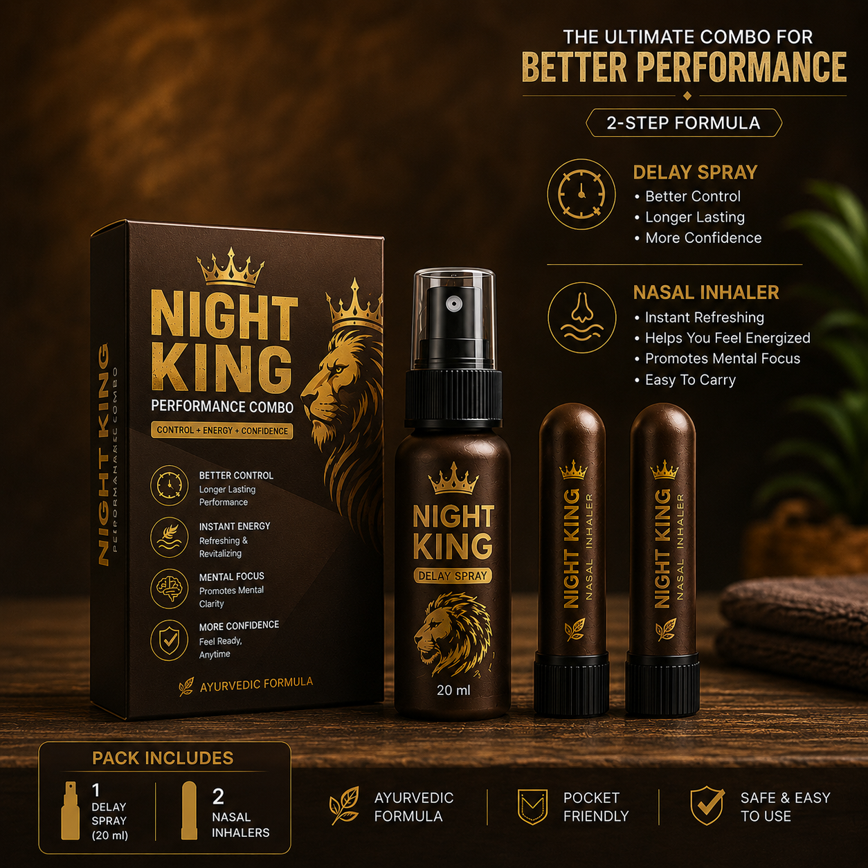 Night King Spray + 2 Nasal Inhaler | 30 DAYS MONEY BACK GURANTEE