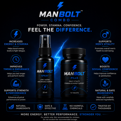 ManBolt Pills + Spray Combo | 30 DAYS MONEY BACK GURANTEE